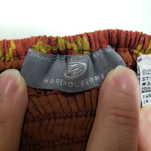 batik floral earth tones Y2K strapless top with elastic and lining, size M - Picture 5 of 11